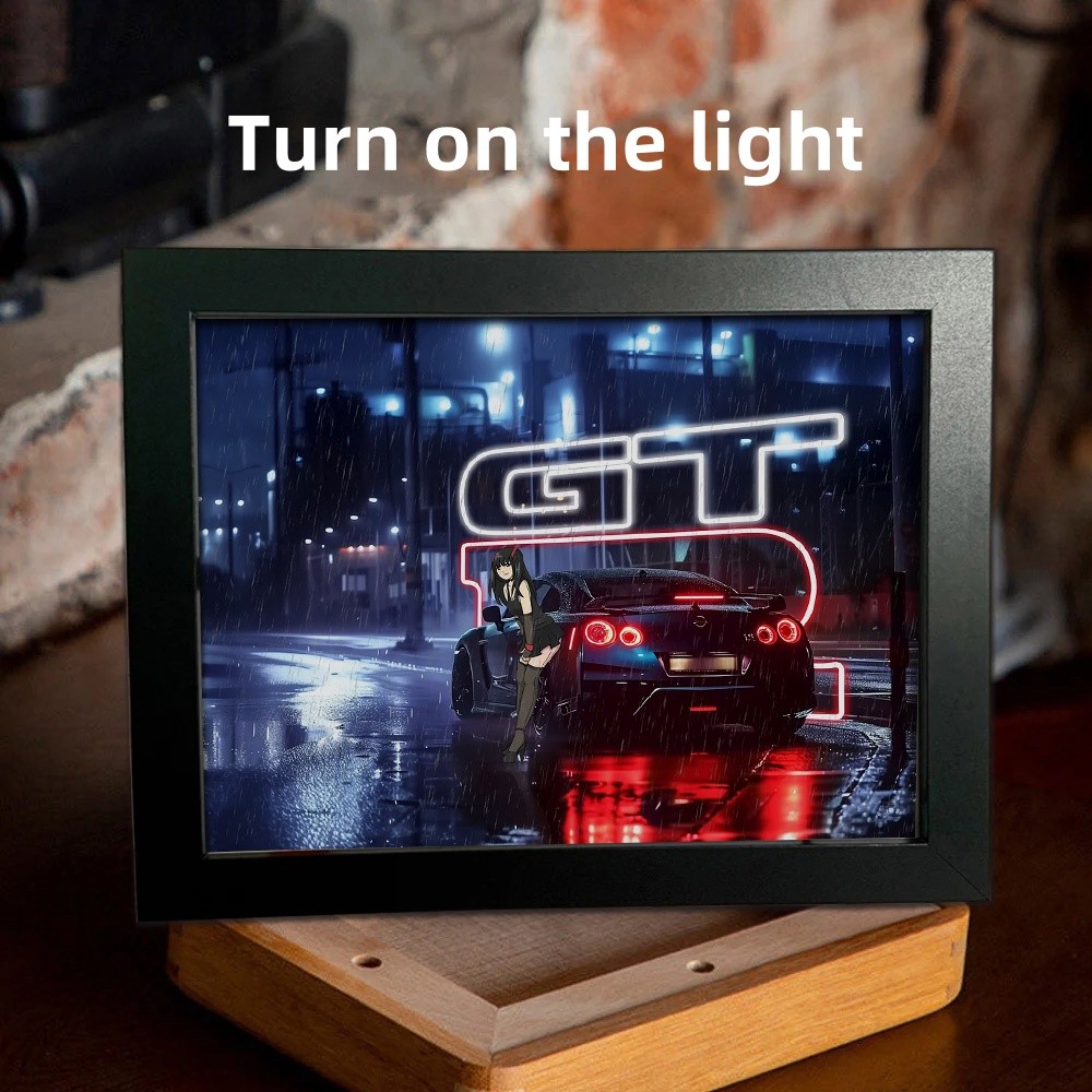 Cool Sports Car Night Light Art Painting Frame For Car Lover Gift