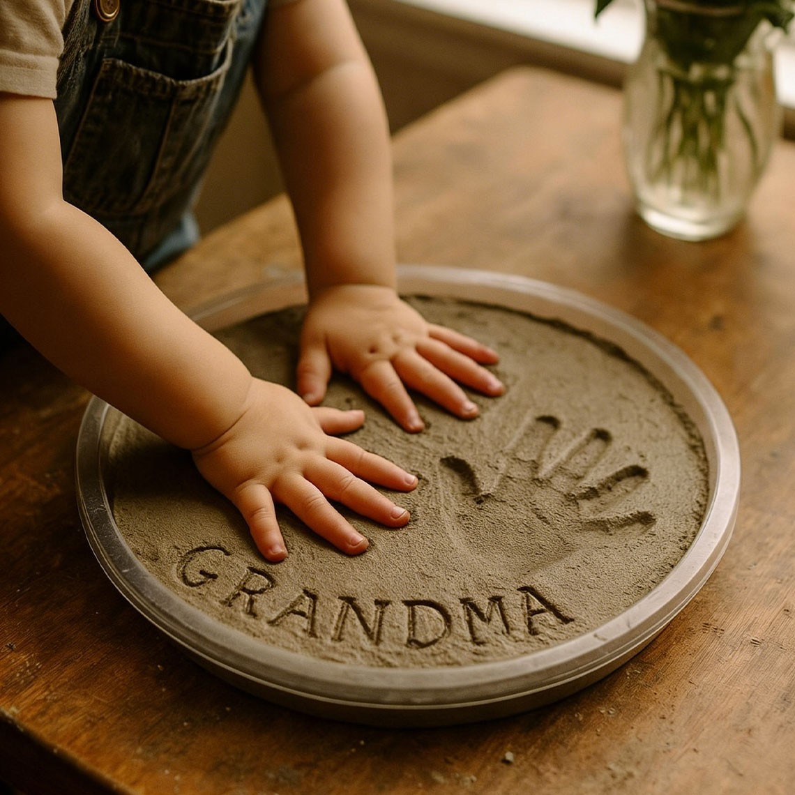 Grandma's Garden DIY Stepping Stone Kit Personalized Handprint For Mothers Day Gift