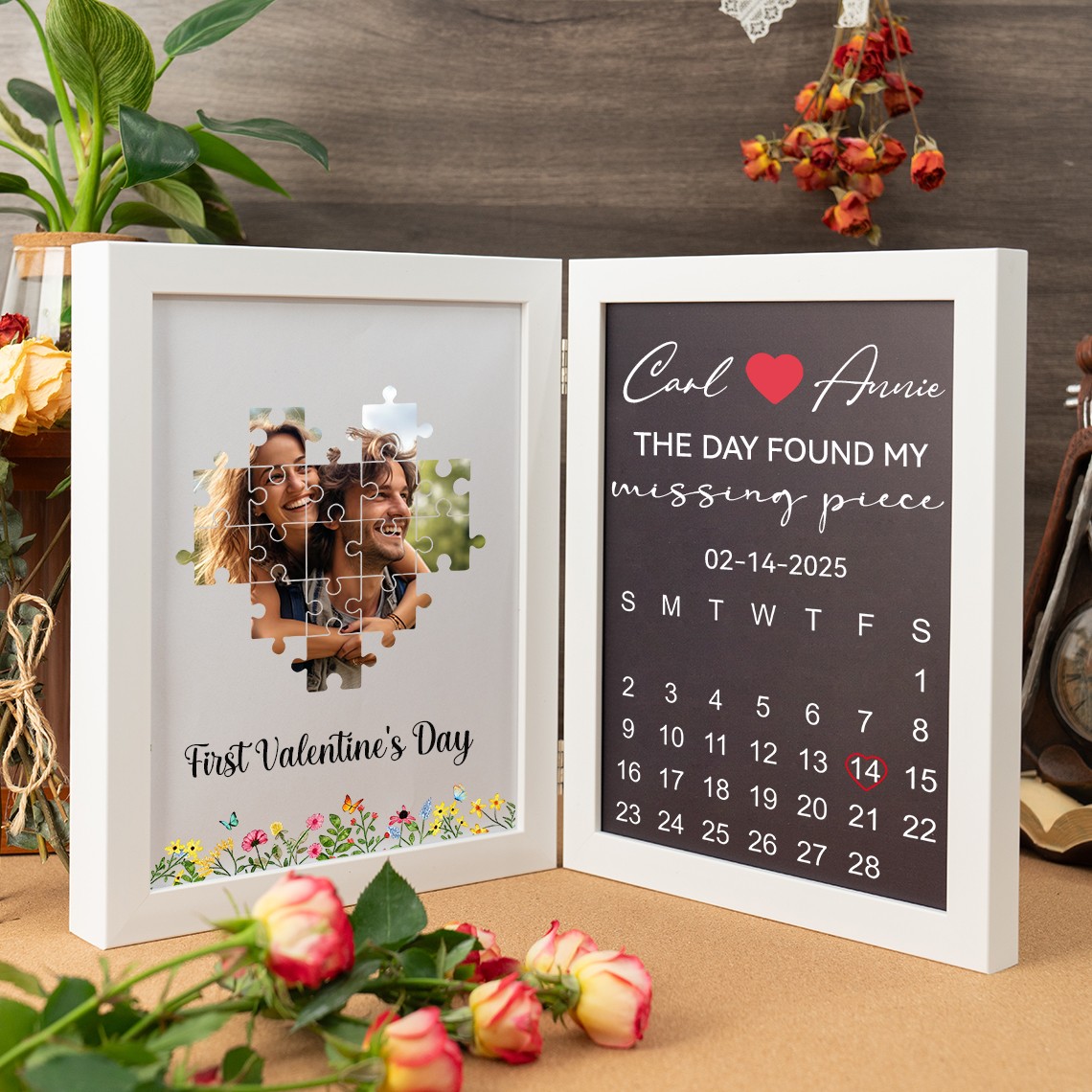 Custom Love Shadow Box Found My Missing Piece for Couple Valentine's Day Gift