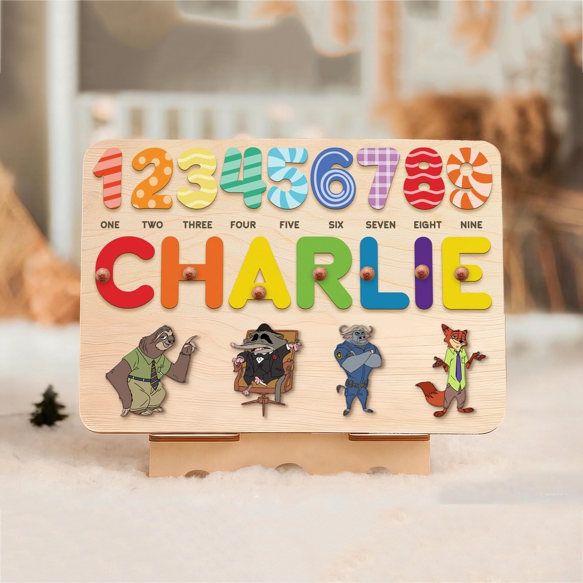Custom Name Puzzle With Animals For Boy Girl Christmas Gift