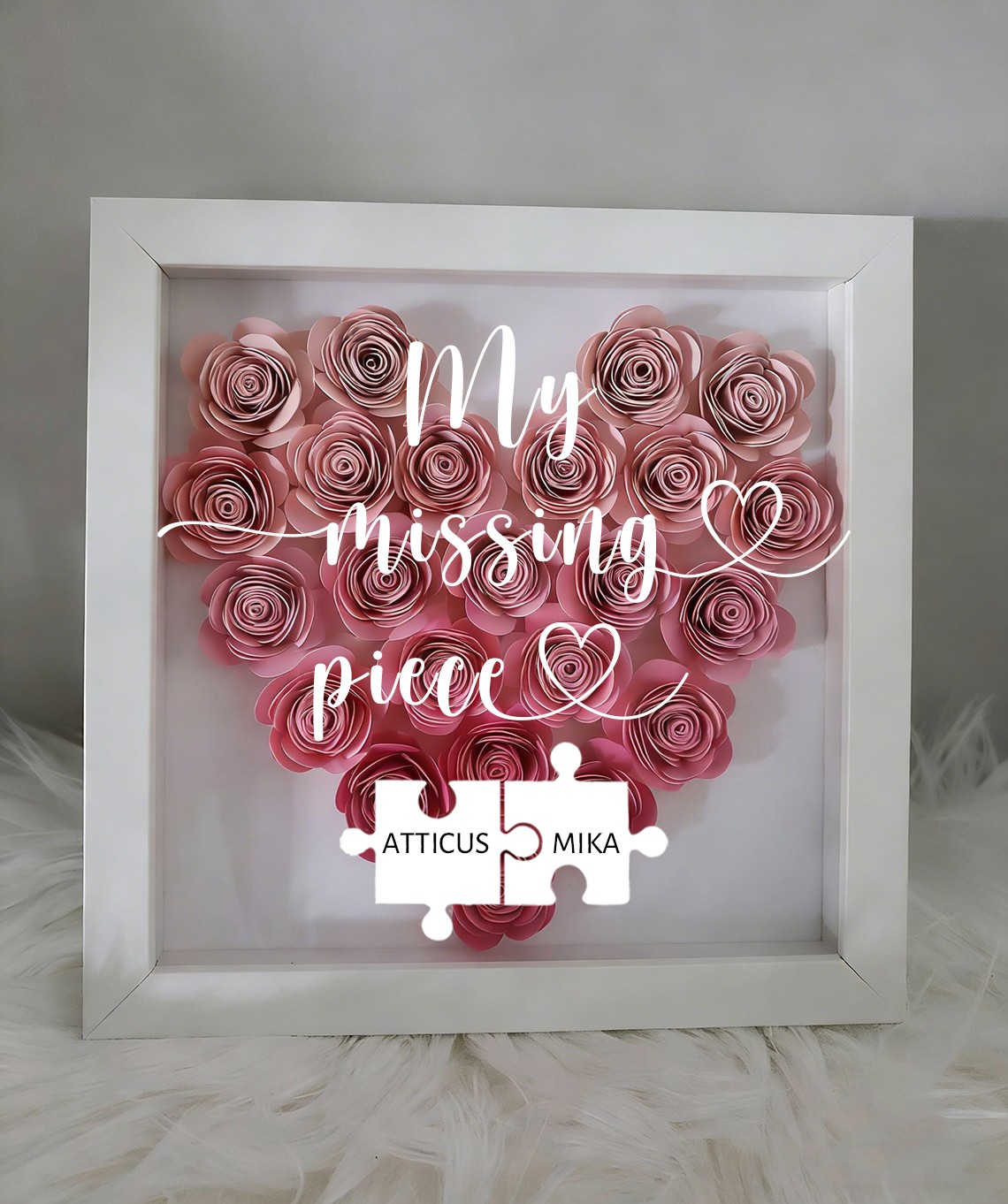 Custom My Missing Piece Flower Shadow Box for Couple Valentine's Day Gift