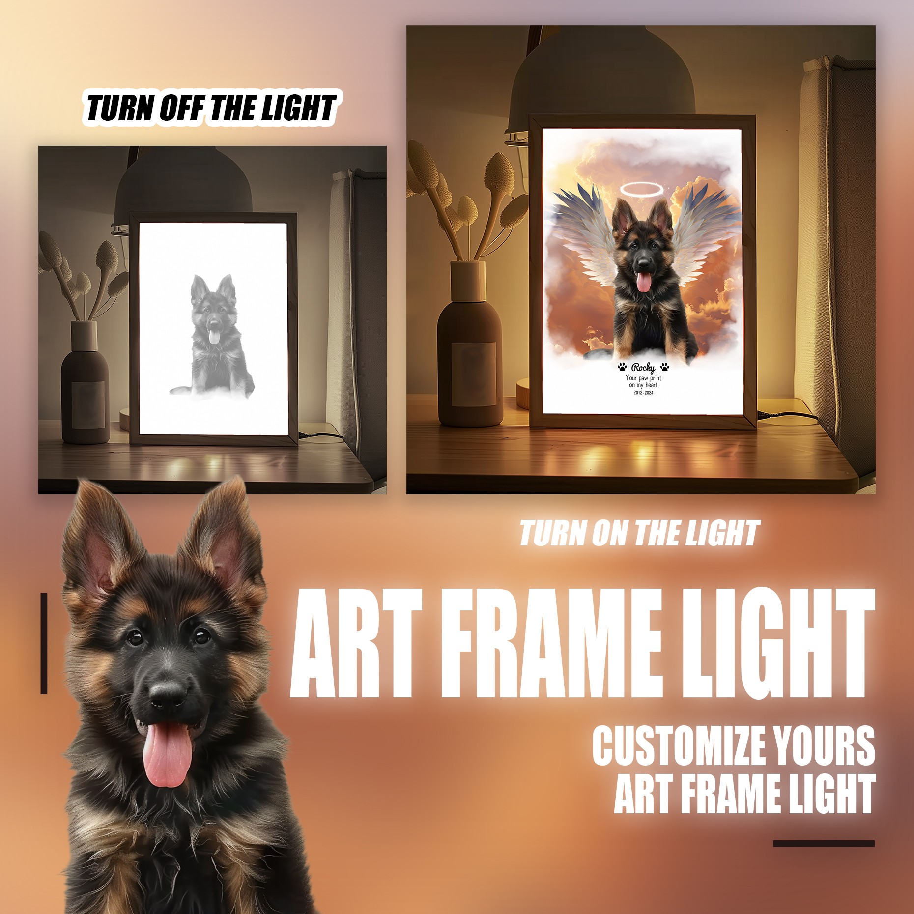 Personalized Light Painting For Pet Lover Best Home Ornament In Memory of a Loved One