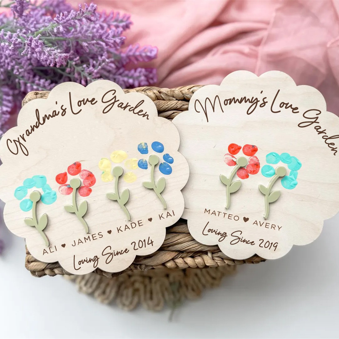 Personalized DIY Flower Fingerprint Sign For Mom Grandma Mothers Day Gift