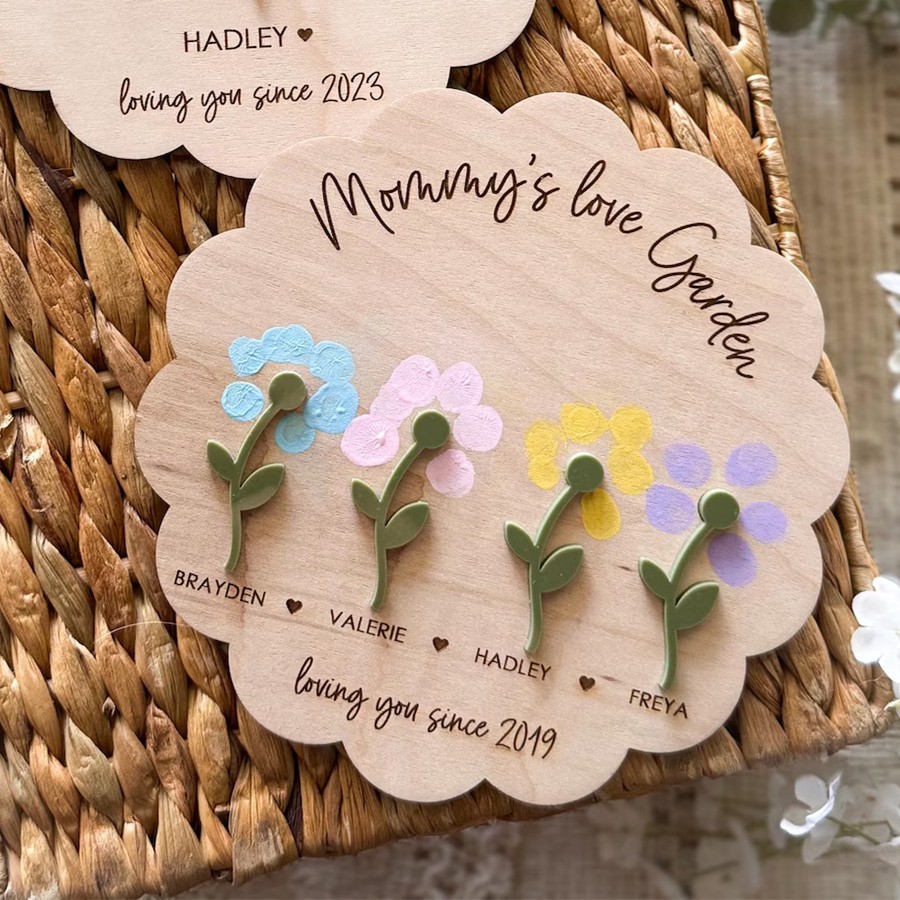 Personalized DIY Flower Fingerprint Sign For Mom Grandma Mothers Day Gift