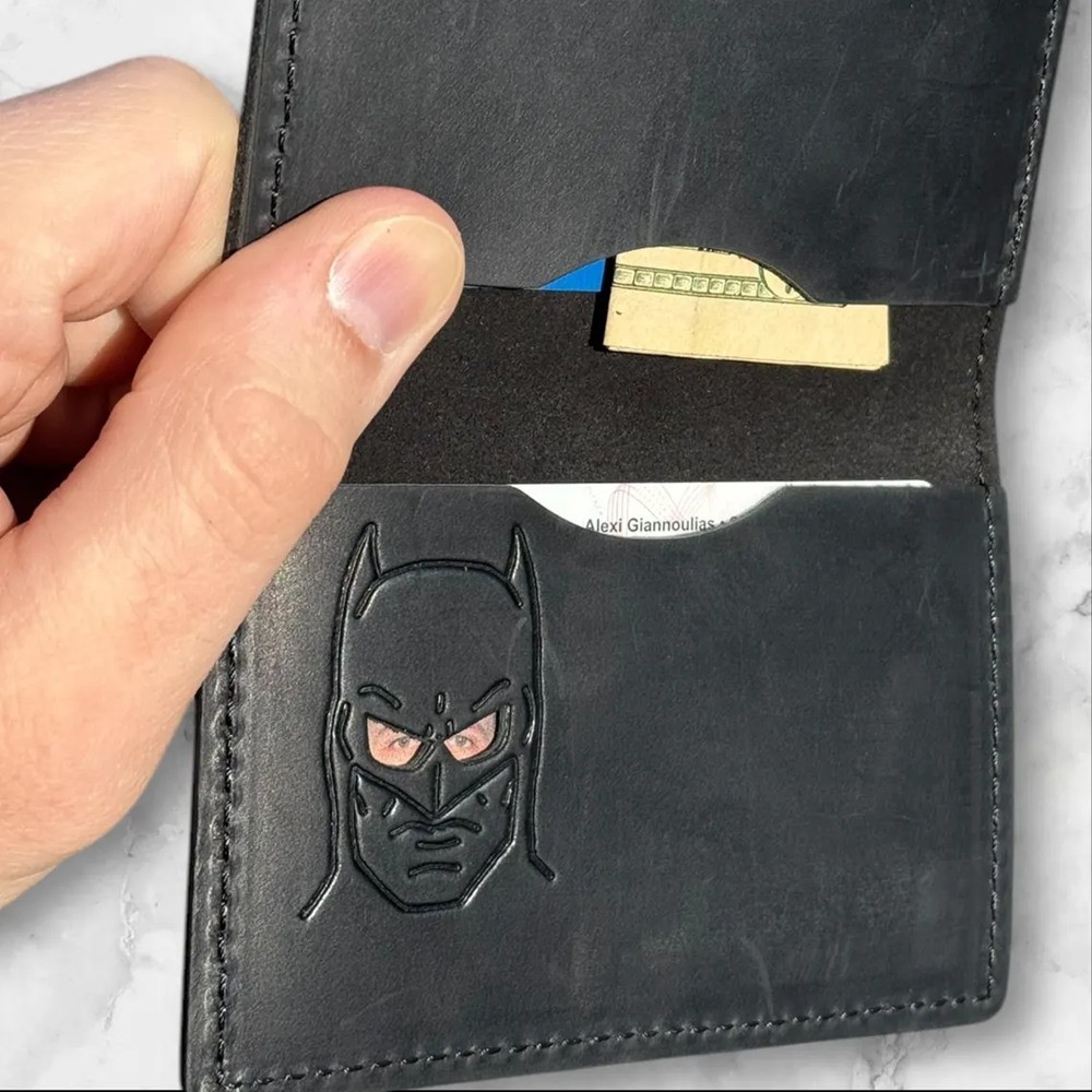 Personalized Bat ID Card Holder Leather Wallet Unique Gift For Dad Husband Father's Day Gift