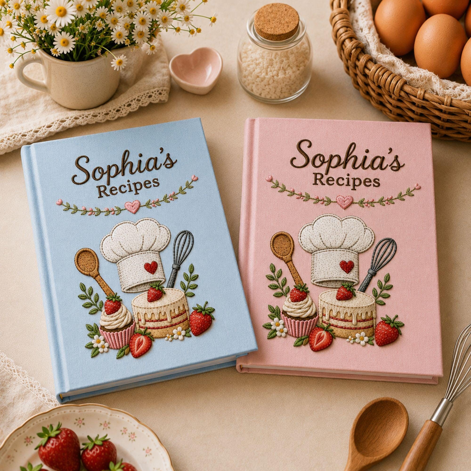 Personalized Embroidered Recipe Book Custom Family Recipe Journal Keepsake Cookbook Gift