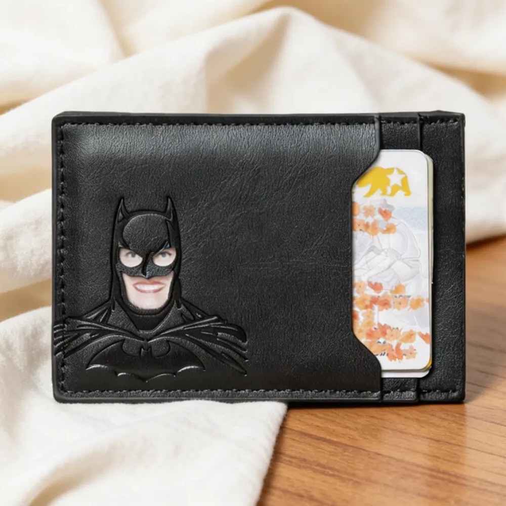 Personalized Bat ID Card Holder Leather Wallet Unique Gift For Dad Husband Father's Day Gift