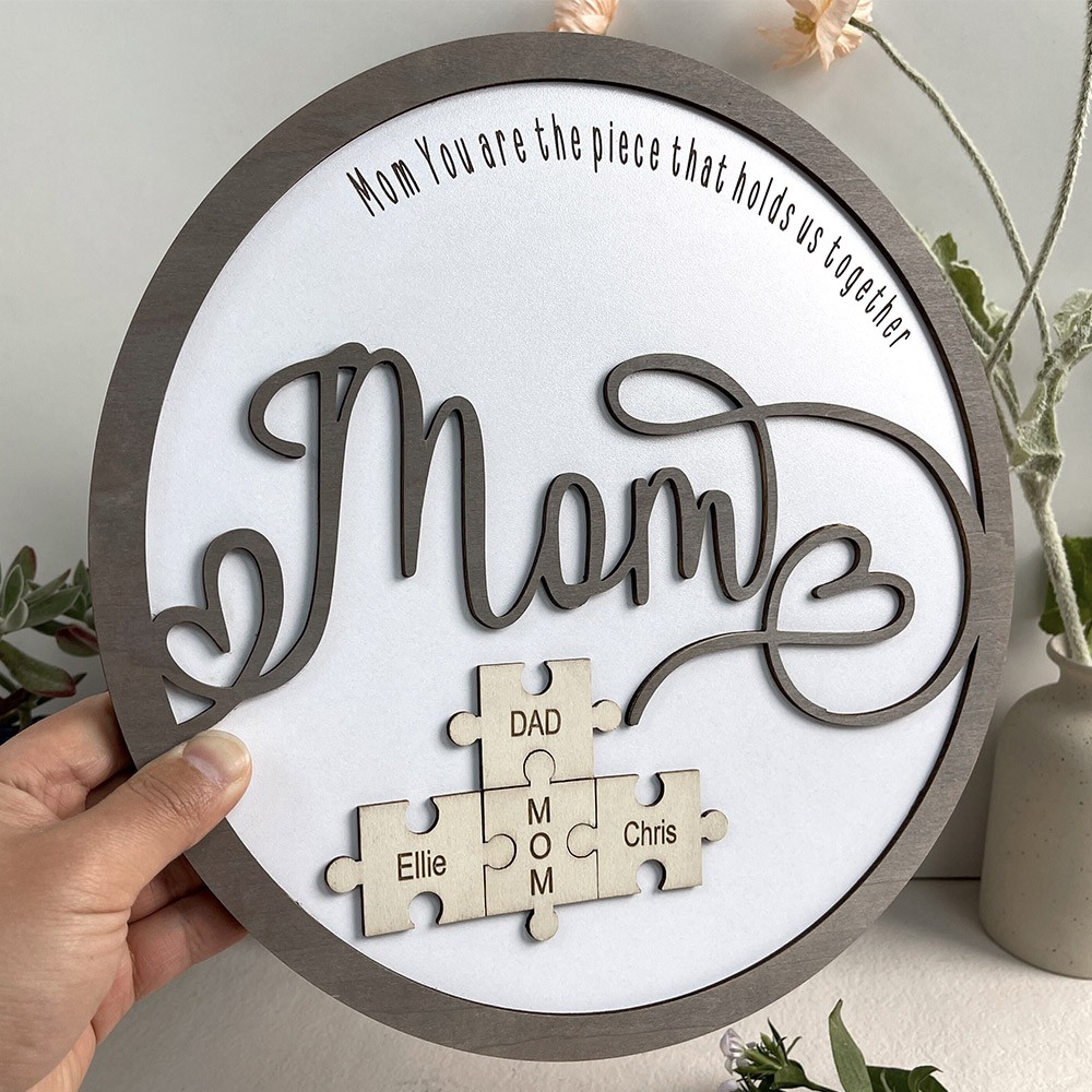 Mother's Day Wood Puzzle Sign Personalized Gift For Mom