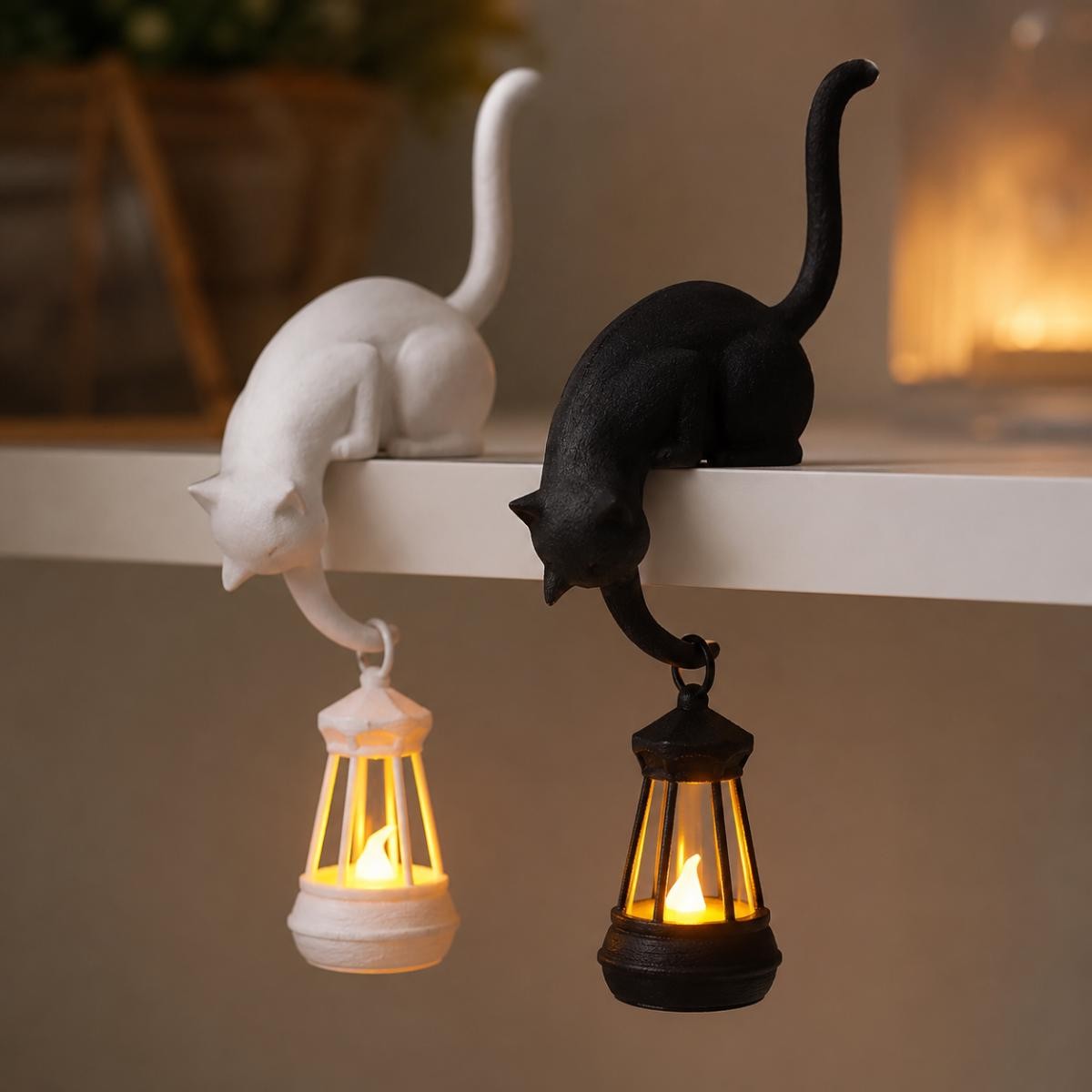 Cat Shelf Hook with Lantern