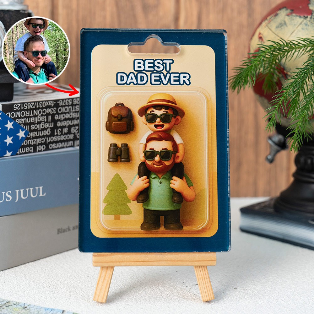 Custom Photo Dad And Kids Action Figure Acrylic Block Plaque For Father's Day Gift