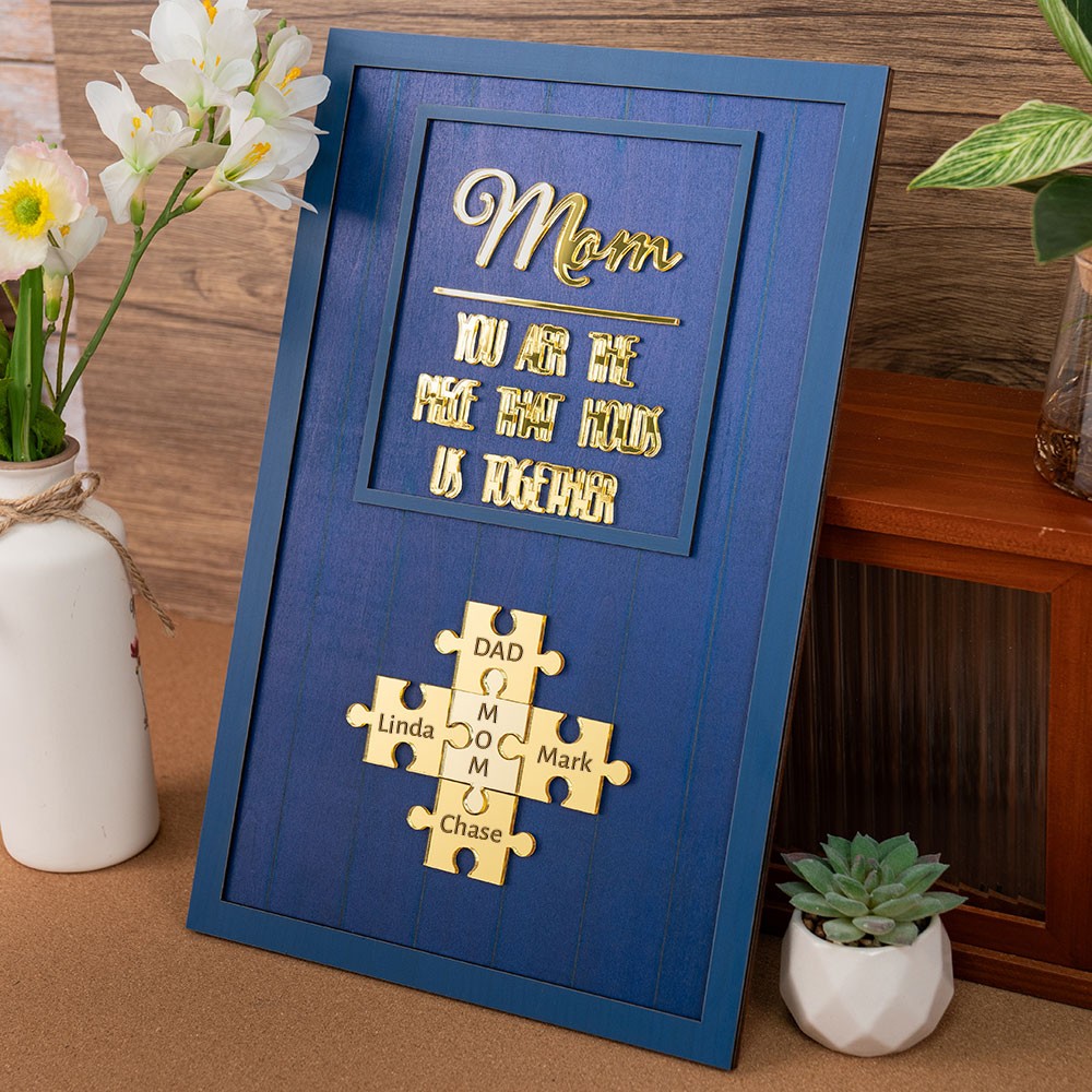 Custom Mother's Day Puzzle Sign With Kids Name Puzzle Mom You Are The Piece That Holds us Together