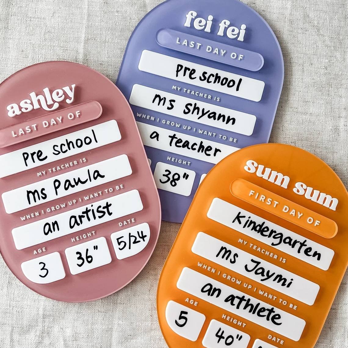 Personalized First/Last Day of School Sign Photo Prop Back to School Gifts For Kids