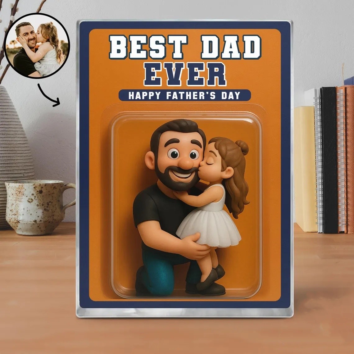 Custom Photo Dad And Kids Action Figure Acrylic Block Plaque For Father's Day Gift