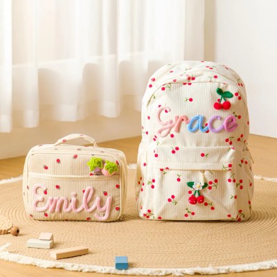 Personalized Kids Backpack and Lunch Bag With Name School Bag For Girls Boys Back to School Gift