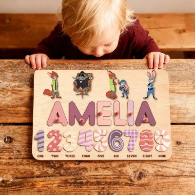 Custom Name Puzzle With Animals For Boy Girl Christmas Gift
