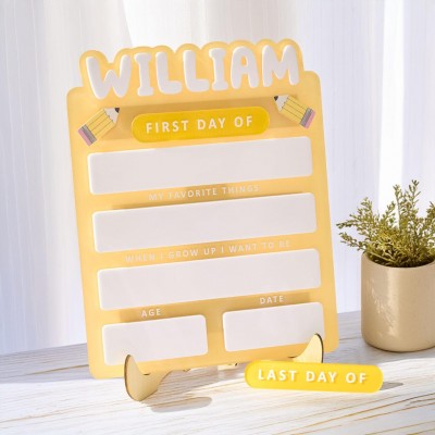 Personalized First/Last Day of School Sign Photo Prop Back to School Gifts For Kids