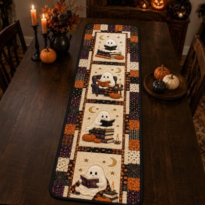 Halloween Quilted Table Runner Halloween Dining Table Decor Spooky Fall Home Decoration
