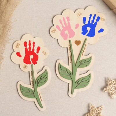 DIY Flower Kids Handprint Sign For Mom Grandma Mother's Day Gift