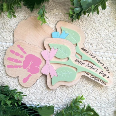 DIY Flower Kids Handprint Sign For Mom Grandma Mother's Day Gift