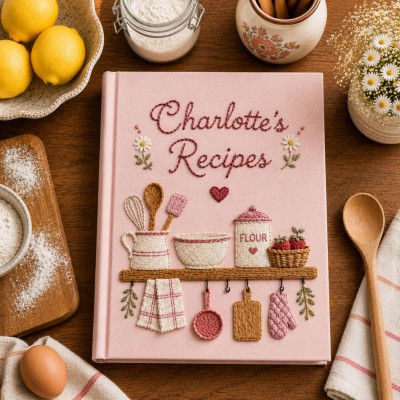 Personalized Embroidered Recipe Book Custom Family Recipe Journal Keepsake Cookbook Gift