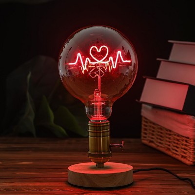Heartbeat Edison Bulb Steampunk Lamp For Couple Christmas Gift