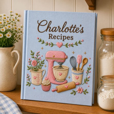 Personalized Embroidered Recipe Book Custom Family Recipe Journal Keepsake Cookbook Gift