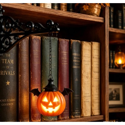 Gothic Bookshelf Lamp For Halloween, Book Lover Gift