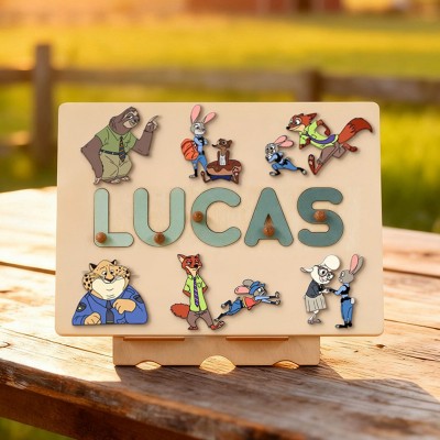 Custom Name Puzzle With Animals For Boy Girl Christmas Gift