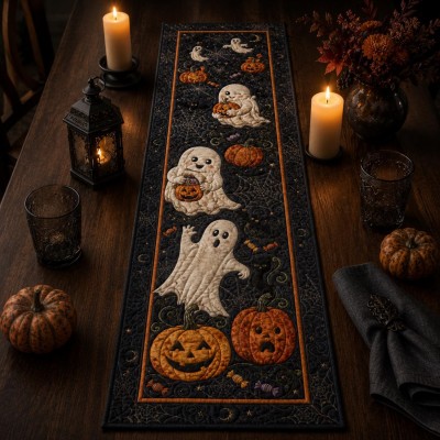 Halloween Quilted Table Runner Halloween Dining Table Decor Spooky Fall Home Decoration