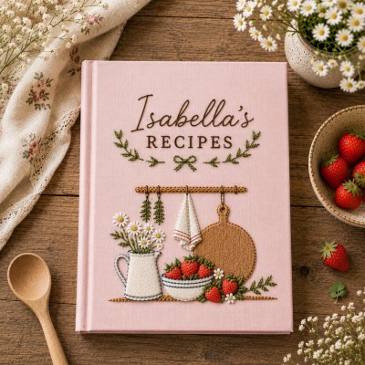 Personalized Embroidered Recipe Book Custom Family Recipe Journal Keepsake Cookbook Gift