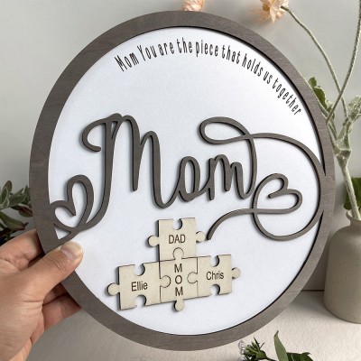Mother's Day Wood Puzzle Sign Personalized Gift For Mom