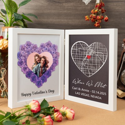 Custom Love Flower Shadow Box For Couple Valentine's Day Gift