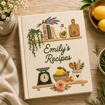 Personalized Embroidered Recipe Book Custom Family Recipe Journal Keepsake Cookbook Gift