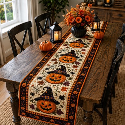 Halloween Quilted Table Runner Halloween Dining Table Decor Spooky Fall Home Decoration