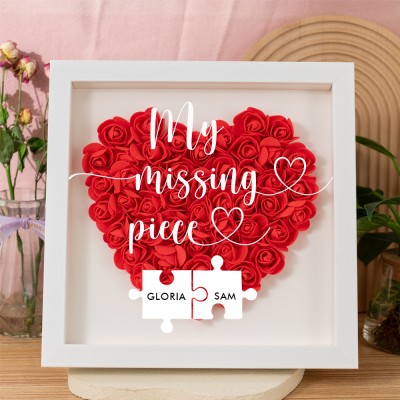 Custom My Missing Piece Flower Shadow Box for Couple Valentine's Day Gift