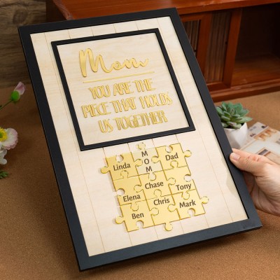Custom Mother's Day Puzzle Sign With Kids Name Puzzle Mom You Are The Piece That Holds us Together