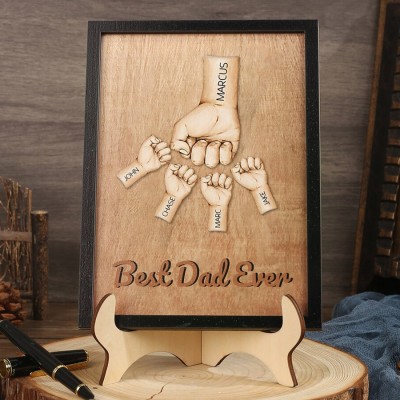 Personalized Fist Bump Wood Sign With Kids Name For Father's Day Gift