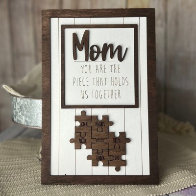 Mother's Day Wood Puzzle Sign Personalized Gift For Mom