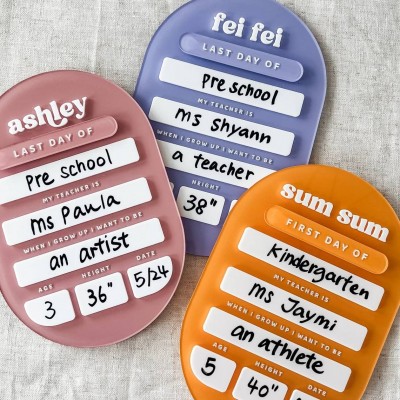 Personalized First/Last Day of School Sign Photo Prop Back to School Gifts For Kids