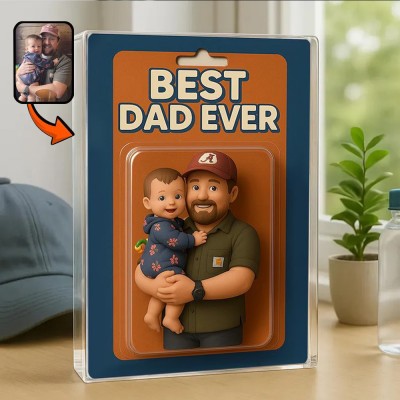 Custom Photo Dad And Kids Action Figure Acrylic Block Plaque For Father's Day Gift
