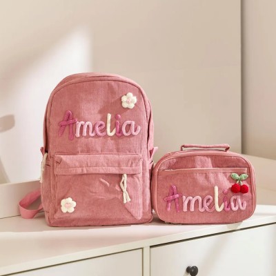Personalized Kids Backpack and Lunch Bag With Name School Bag For Girls Boys Back to School Gift