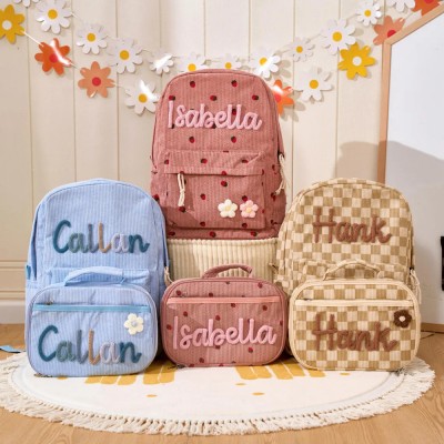 Personalized Kids Backpack and Lunch Bag With Name School Bag For Girls Boys Back to School Gift