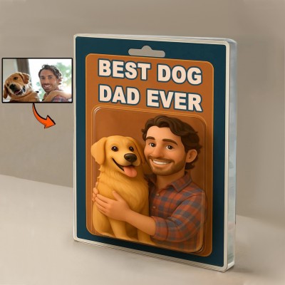 Custom Photo Dad And Kids Action Figure Acrylic Block Plaque For Dad Father's Day Gift