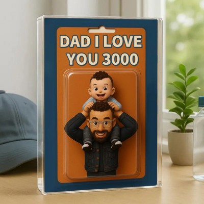 Custom Photo Dad And Kids Action Figure Acrylic Block Plaque For Father's Day Gift