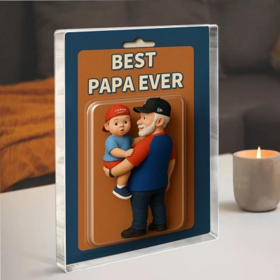 Custom Photo Dad And Kids Action Figure Acrylic Block Plaque For Father's Day Gift