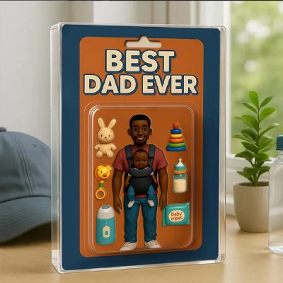 Custom Photo Dad And Kids Action Figure Acrylic Block Plaque For New Dad Father's Day Gift
