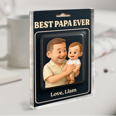 Custom Photo Dad And Kids Action Figure Acrylic Block Plaque For Father's Day Gift