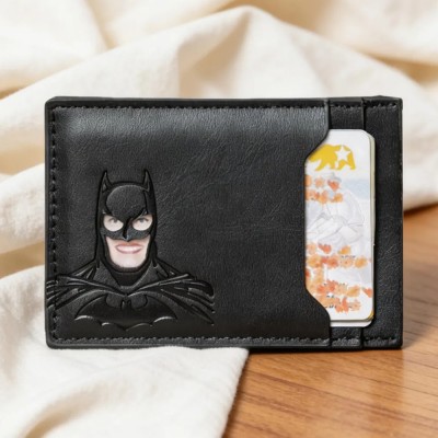 Personalized Bat ID Card Holder Leather Wallet Unique Gift For Dad Husband Father's Day Gift