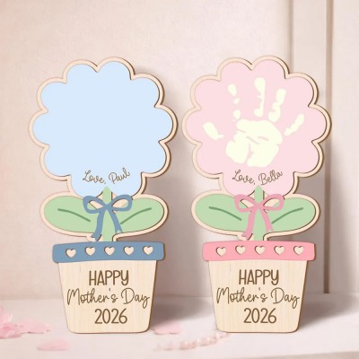 Custom DIY Flower Kids Handprint Sign Gift for Mom or Grandma Mothers Day Gift