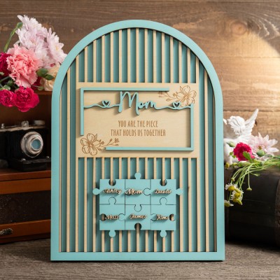 Custom Mom Puzzle Sign With Kids Name Puzzle For Mother's Day Gift Mom You Are The Piece That Holds us Together